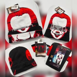 It Red and Black Graphic Flip Down Beanie 17+ (Nwts)